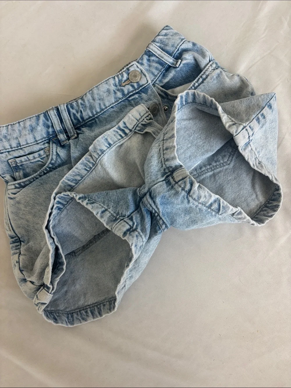 Kids GAP Y2K Acid Wash Light Blue Cotton Denim Wrap Skort Short/Skirt